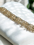 Bracelet vintage rétro fantaisie, maille ajourée dorée, bijou ancien chic