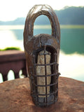 Figurine Vierge Marie Vintage sculptée pierre, niche bois, art religieux ancien
