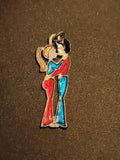 Pendentif vintage émaillé années 70 couple amoureux style pop rétro