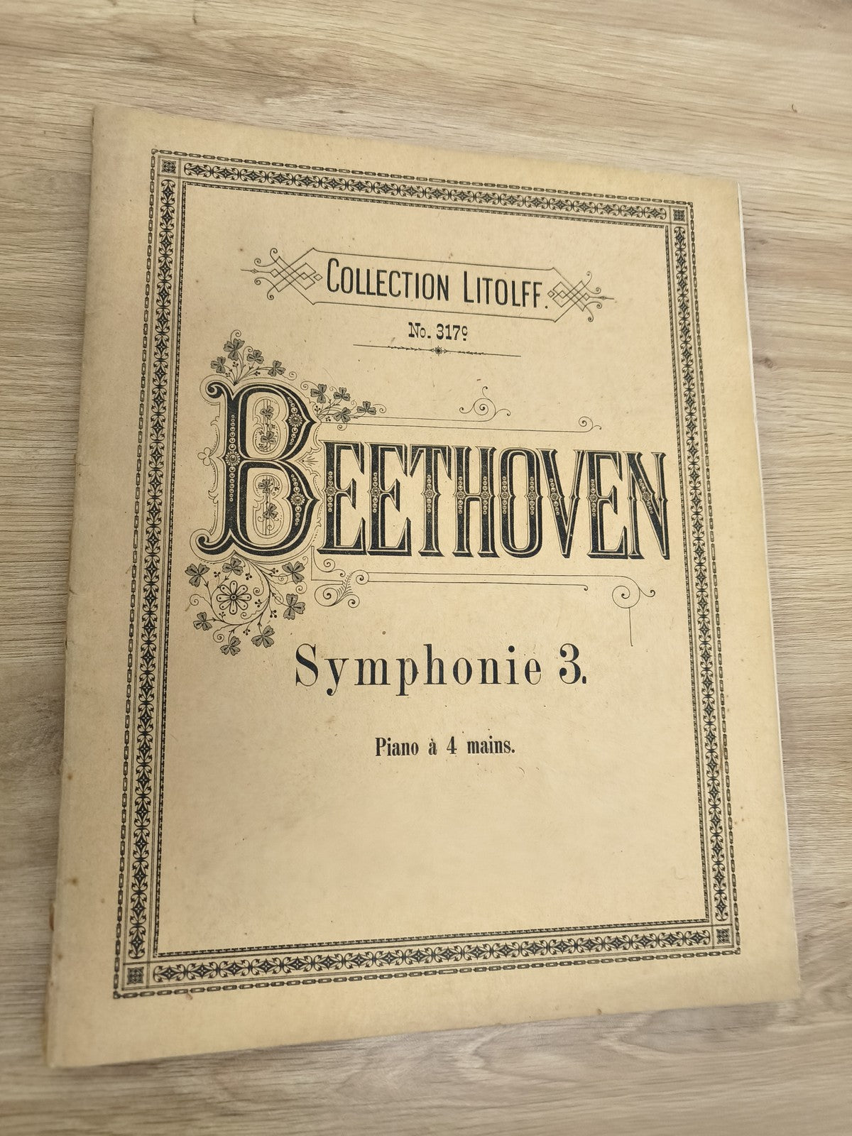 Ancien recueil partitions Beethoven Symphonie 3 piano 4 mains Collection Litolff