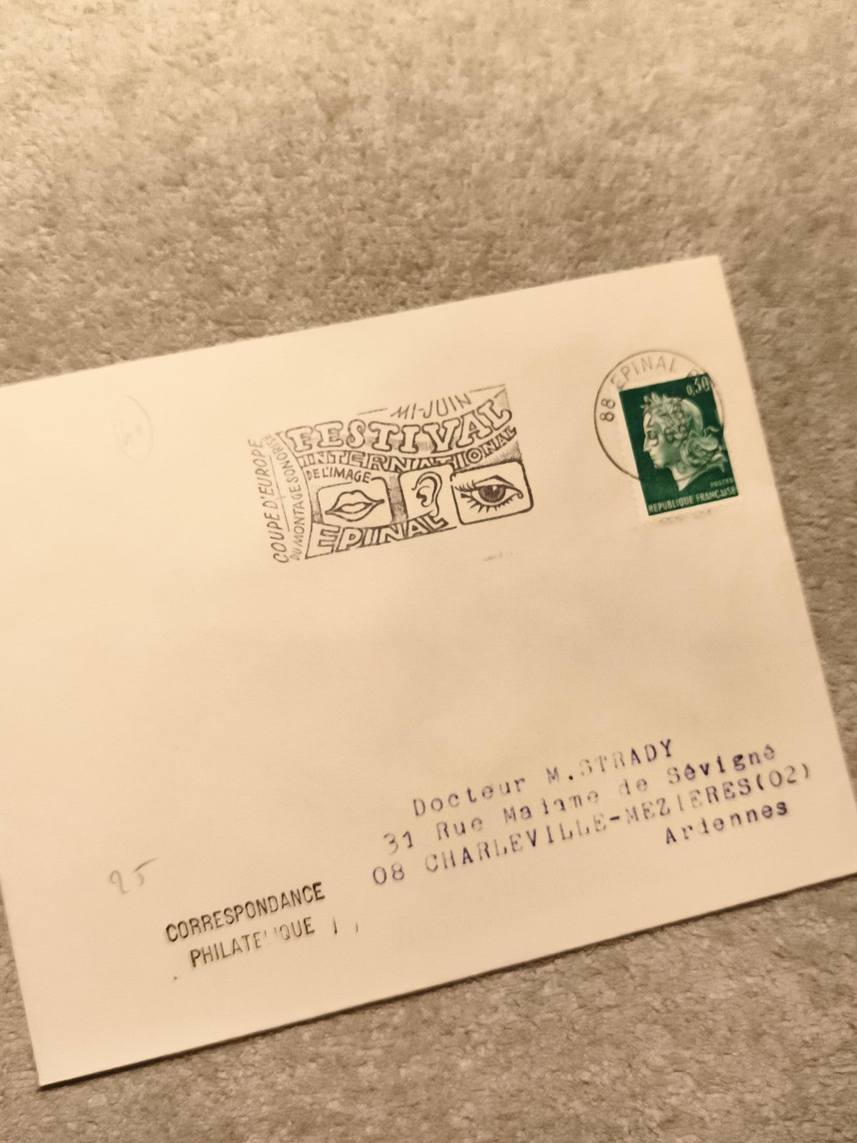 Lettre philatélique Festival International de l’Image Épinal oblitérée France