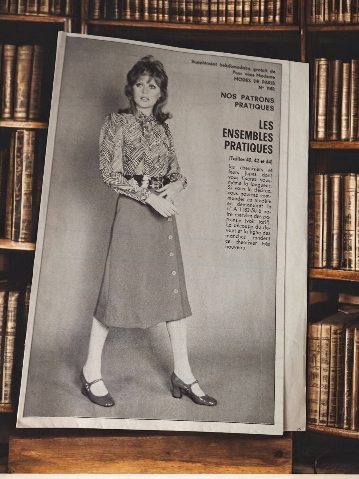 Patron couture ancien Modes de Paris 1970s, blouse jupe rétro vintage