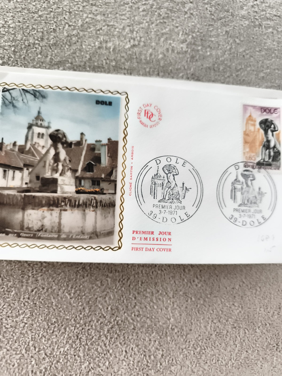 Lettre premier jour Dole 1971 FDC cachet philatélie ancien enveloppe