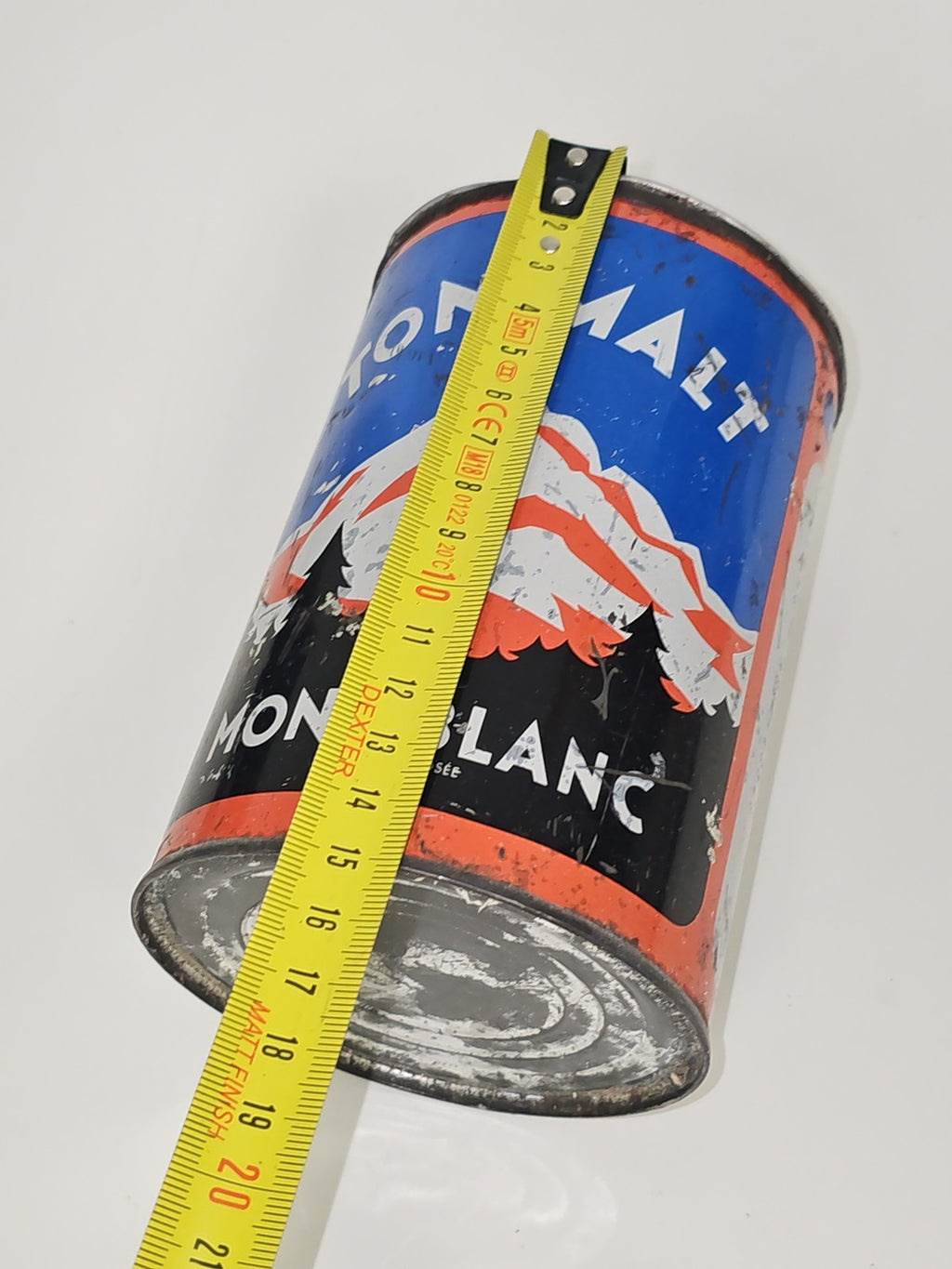 Ancienne boîte métal publicitaire vintage Mont Blanc Tonimalt rétro collection d