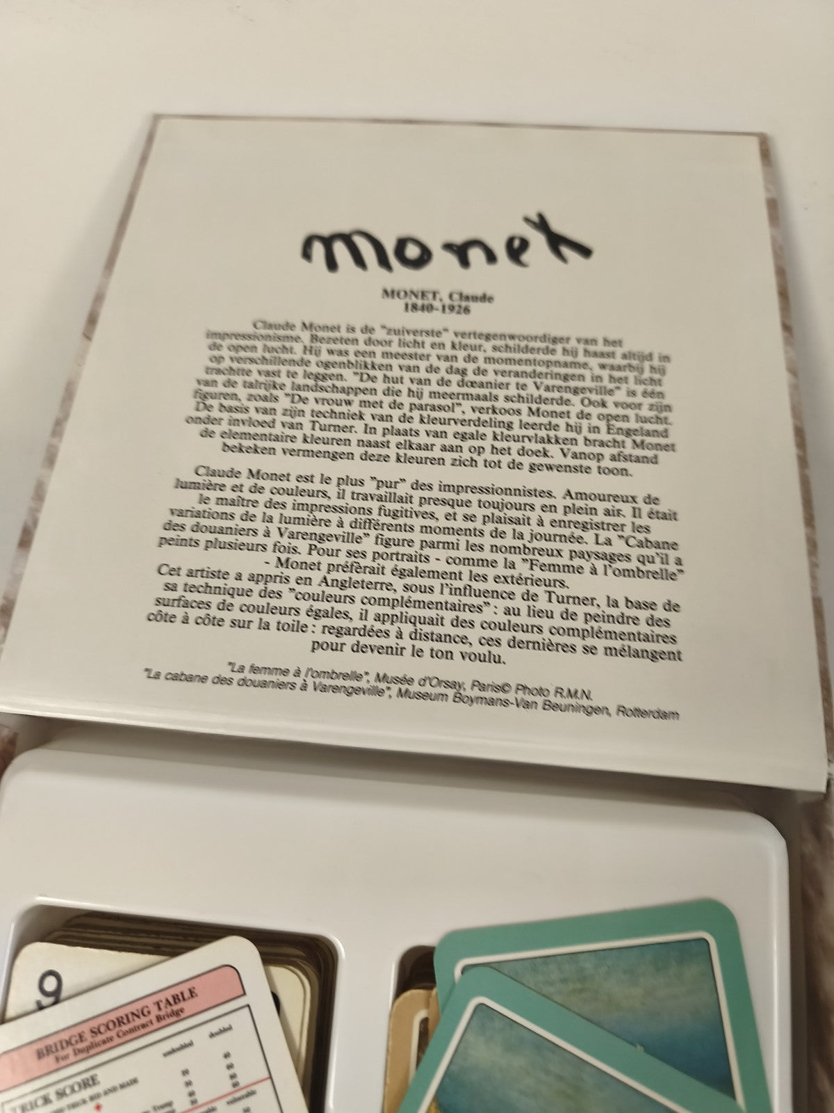 Jeu de cartes vintage Monet coffret Carta Mundi 2 jeux bridge illustrés