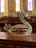 Broche cygne vintage dorée strass brillant bijou fantaisie rétro
