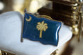 Pin's vintage drapeau Caroline du Sud bleu palmier croissant USA émail