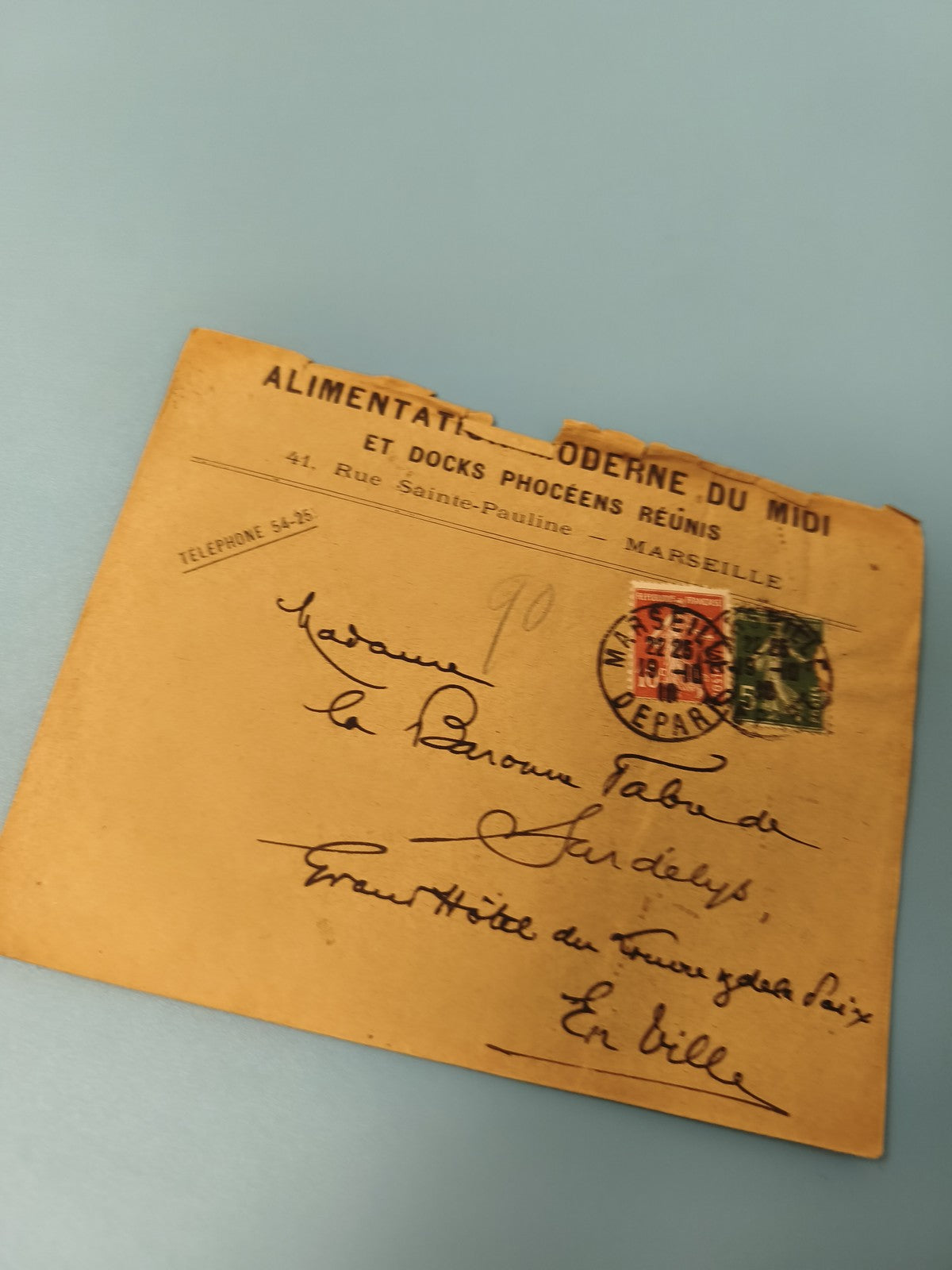 Ancienne enveloppe philatélie Marseille timbres oblitérés collection vintage