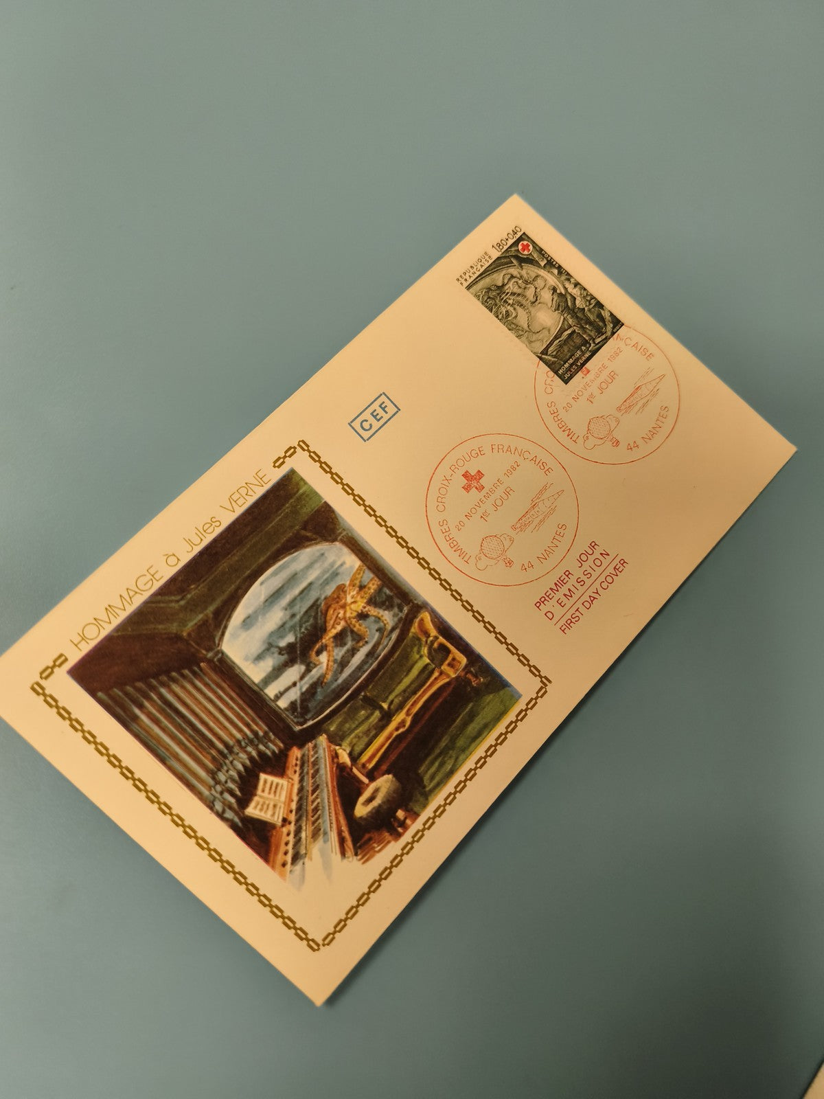 Enveloppe premier jour FDC Hommage Jules Verne timbre Croix-Rouge (Ref 11)