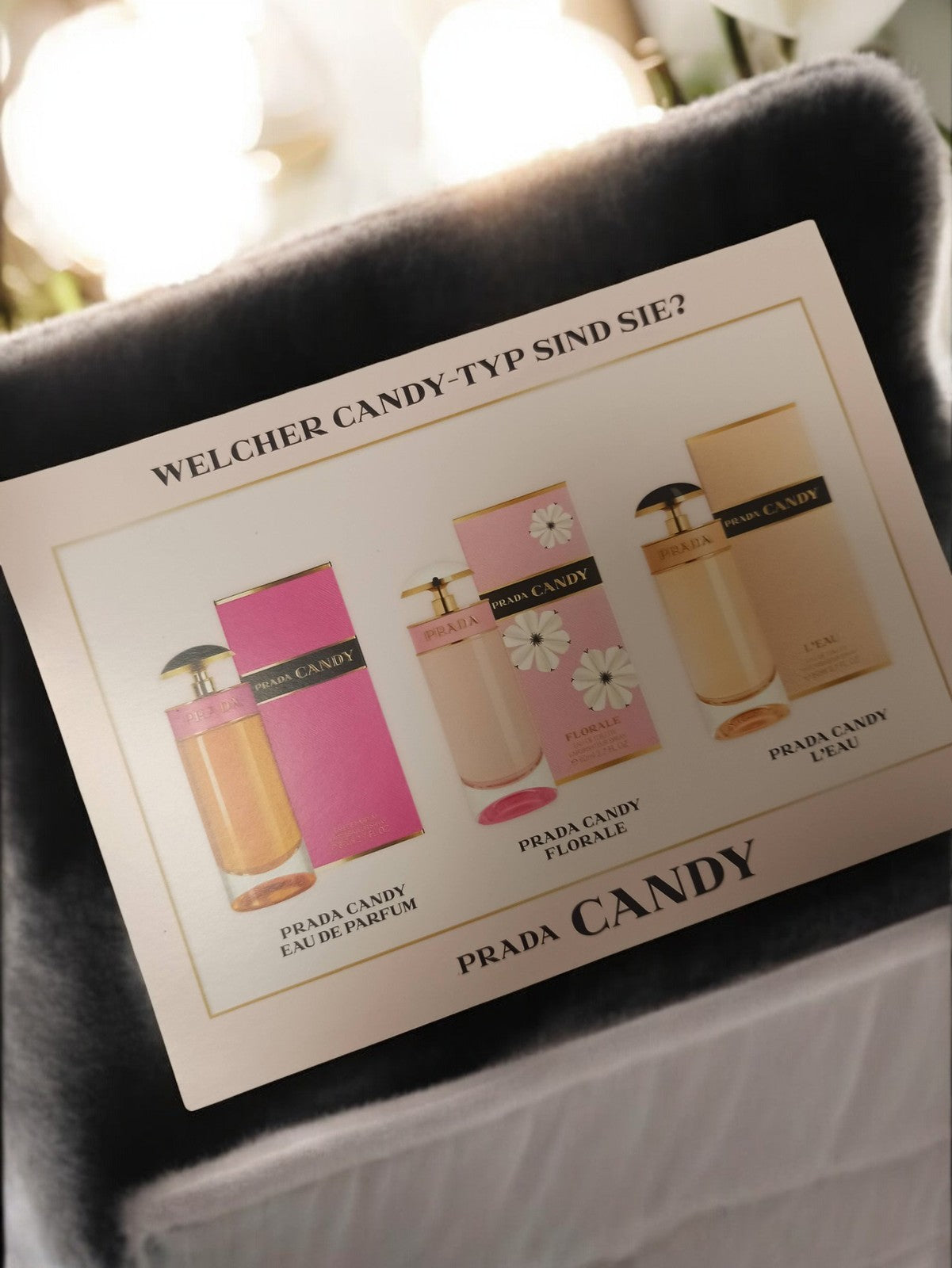 Carte publicitaire parfum PRADA Candy vintage rétro objet publicitaire