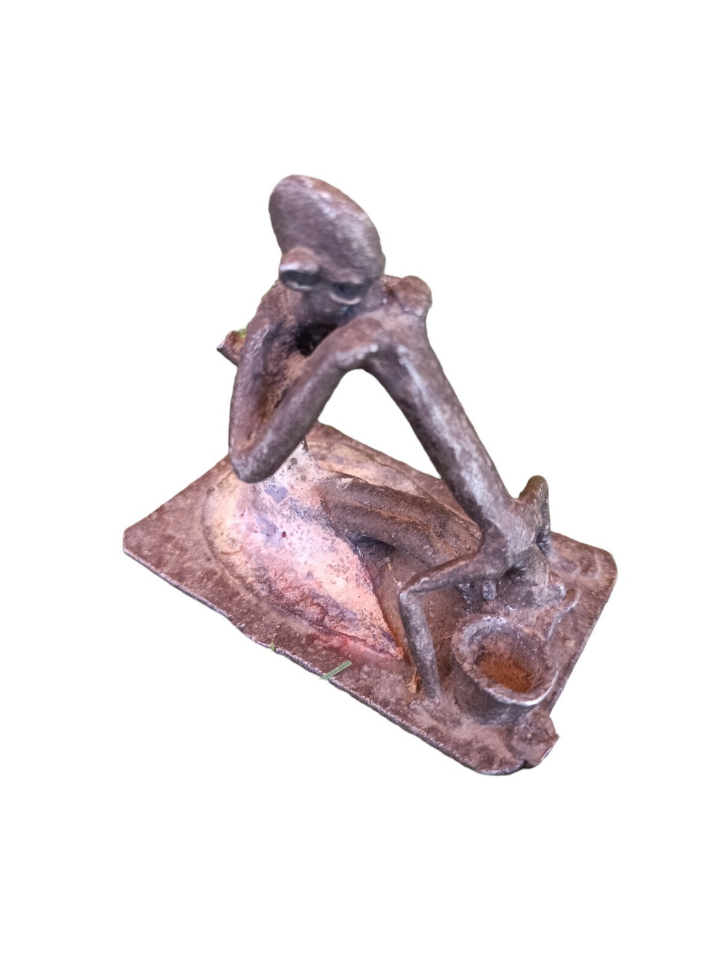 Statuette africaine en métal, sculpture artisanale, figure abstraite décorative