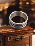 Bague large homme fantaisie vintage, finition argentée, design créateur taille 5