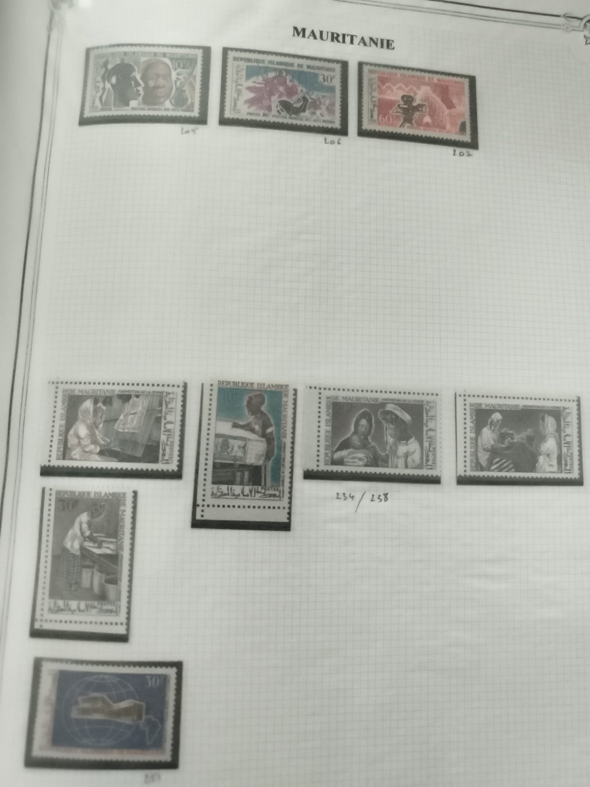 Timbres Mauritanie lot 9 valeurs République Islamique thématique Afrique