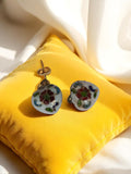 Boucles d’oreilles anciennes émaillées motif floral – vintage à restaurer