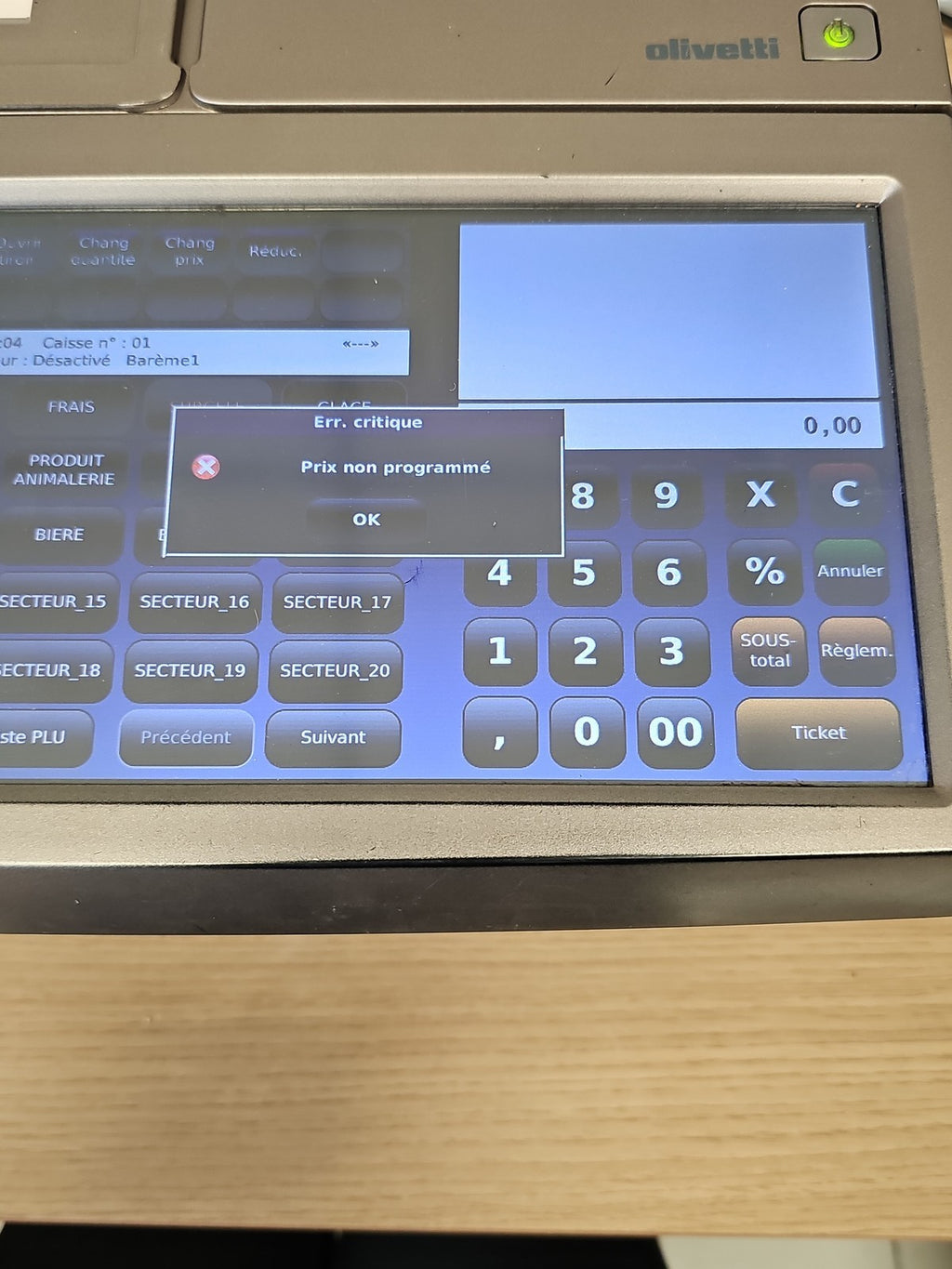Caisse enregistreuse tactile Olivetti Nettun 7000 HS, écran, tiroir, pièces déta