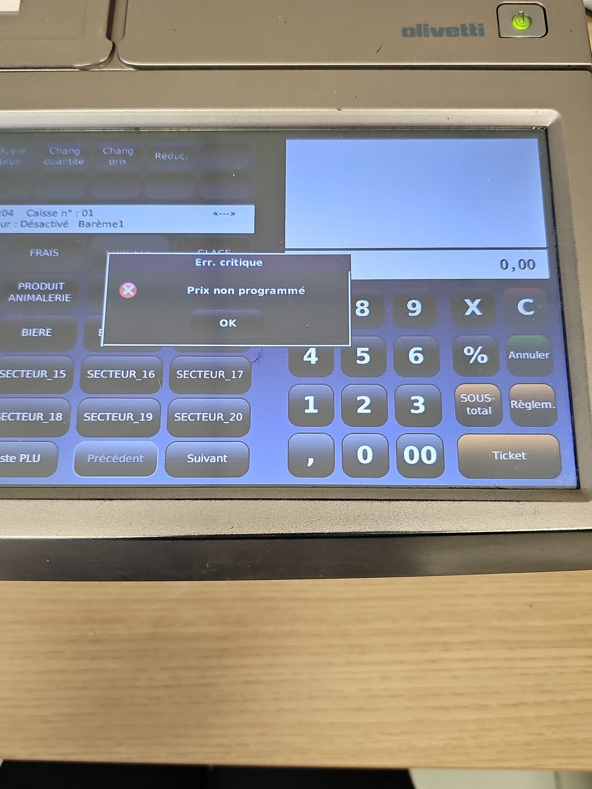 Caisse enregistreuse tactile Olivetti Nettun 7000 HS, écran, tiroir, pièces déta