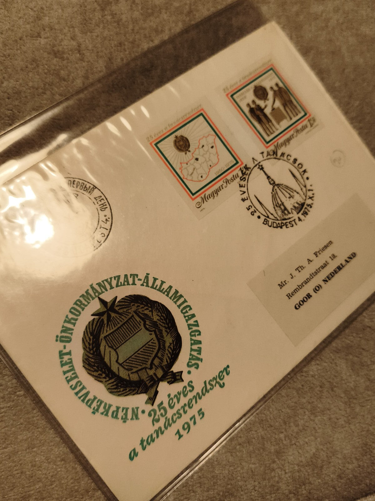 Lettre Premier Jour Hongrie 1975 25 ans Magyar Posta timbres commémoratifs