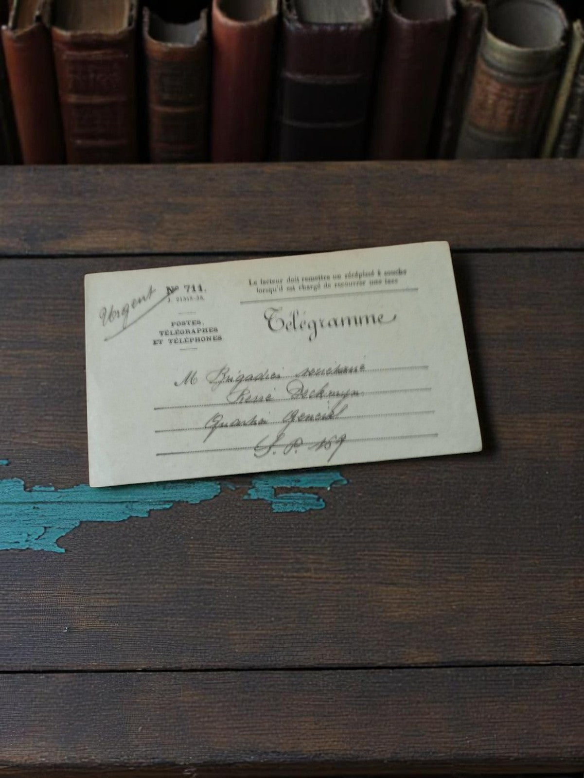 Télégramme ancien Poste Guerre 39-45, document manuscrit vintage France