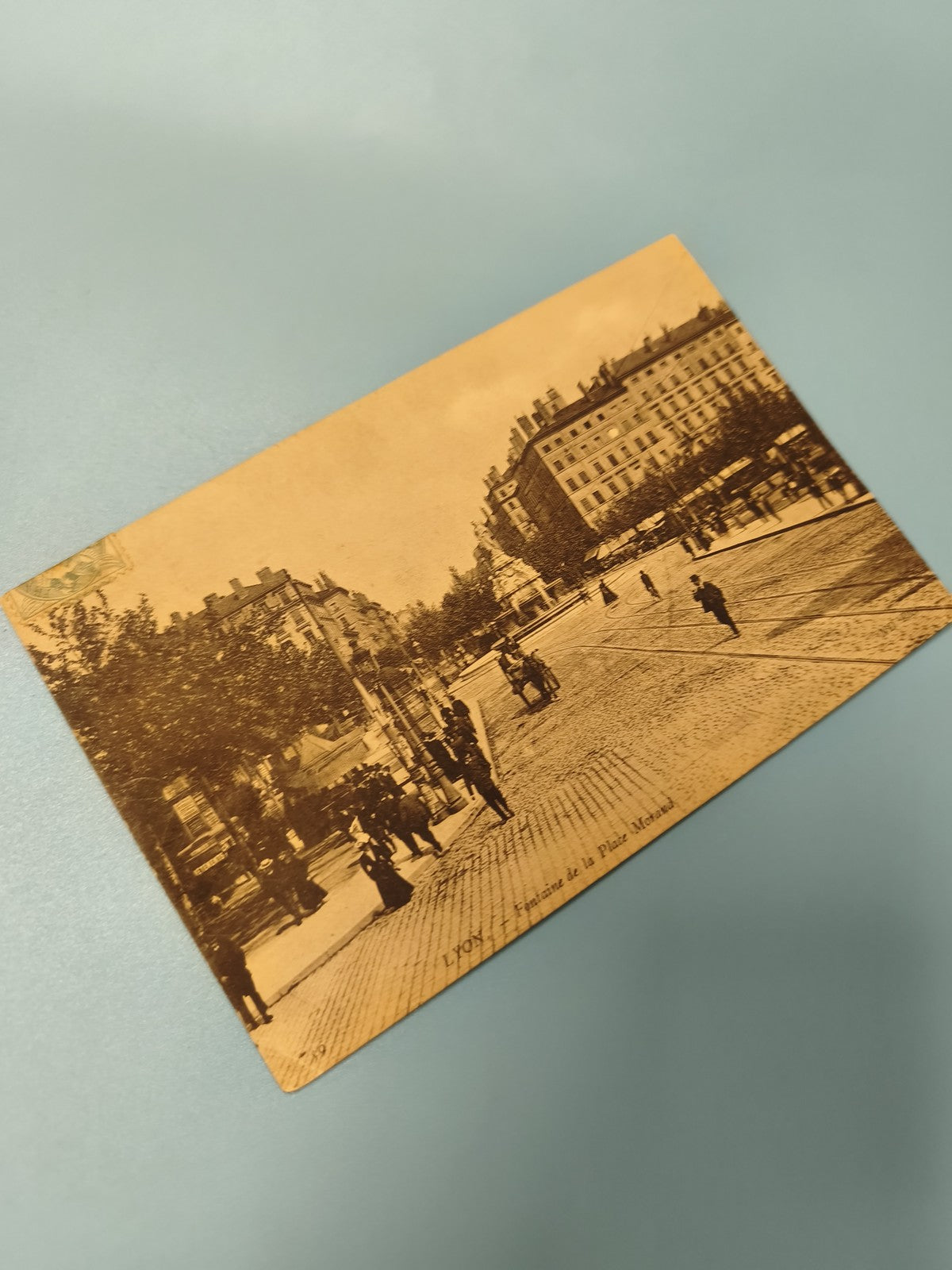 Ancienne carte postale animée Lyon place Morand vintage collection rétro