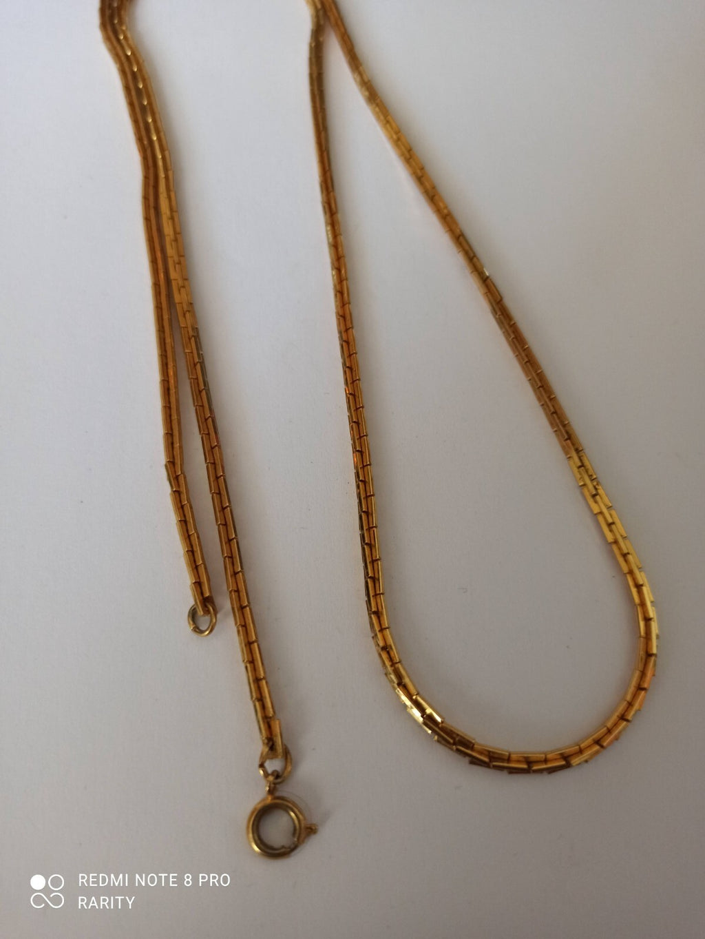 Collier chaîne vintage doré années 80 motif géométrique bijou rétro