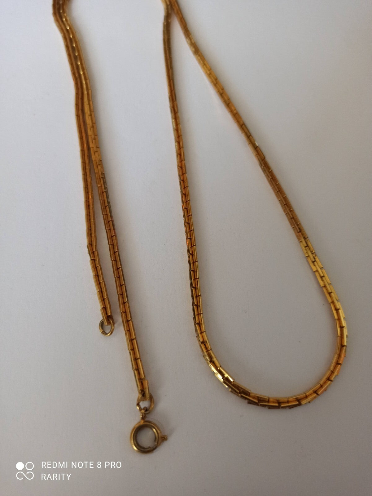 Collier chaîne vintage doré années 80 motif géométrique bijou rétro
