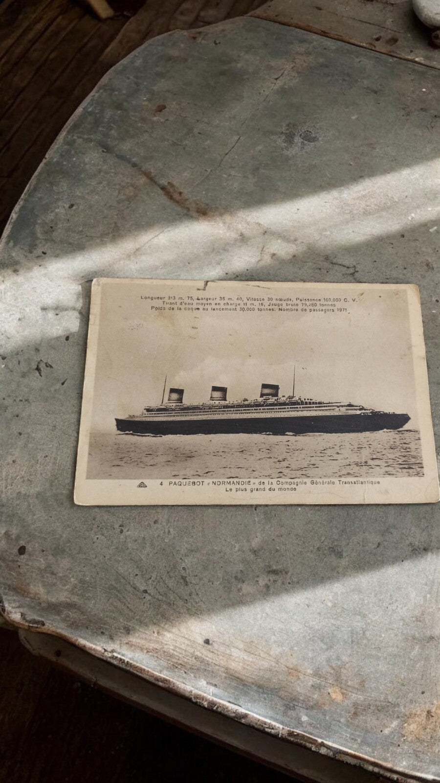 Carte Postale Ancienne Paquebot Le Normandie Transatlantique Collection Marine