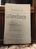 Ancien livret de partitions musicales Fantaisie sur la Dame Blanche vintage coll