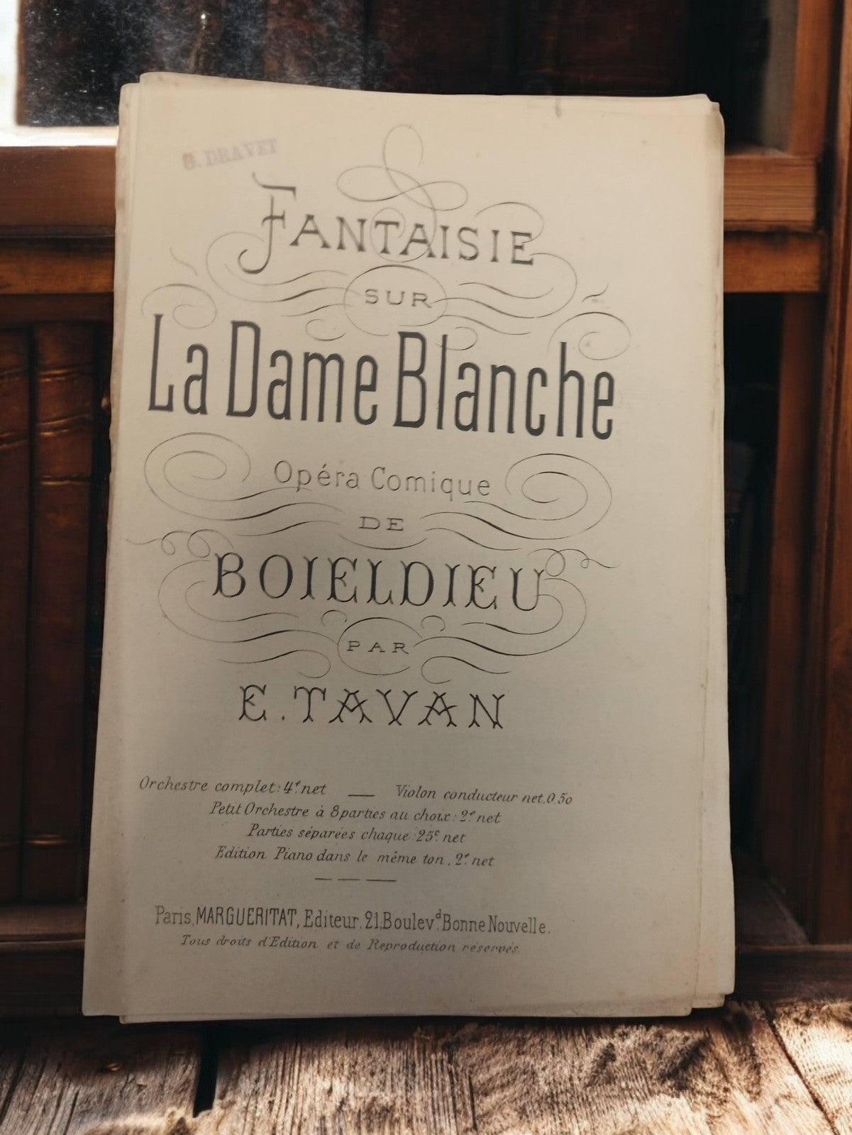 Ancien livret de partitions musicales Fantaisie sur la Dame Blanche vintage coll