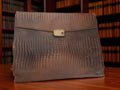 Porte-documents vintage cuir reptile brun rétro accessoire bureau ancien