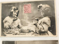 Carte postale ancienne Petit déjeuner enfants F.K. début XXe photo vintage CPA