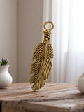 Pendentif plume vintage métal doré années 50 bijou rétro deadstock