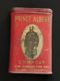 Boîte tabac ancienne Prince Albert Crimp Cut rouge vintage déco USA