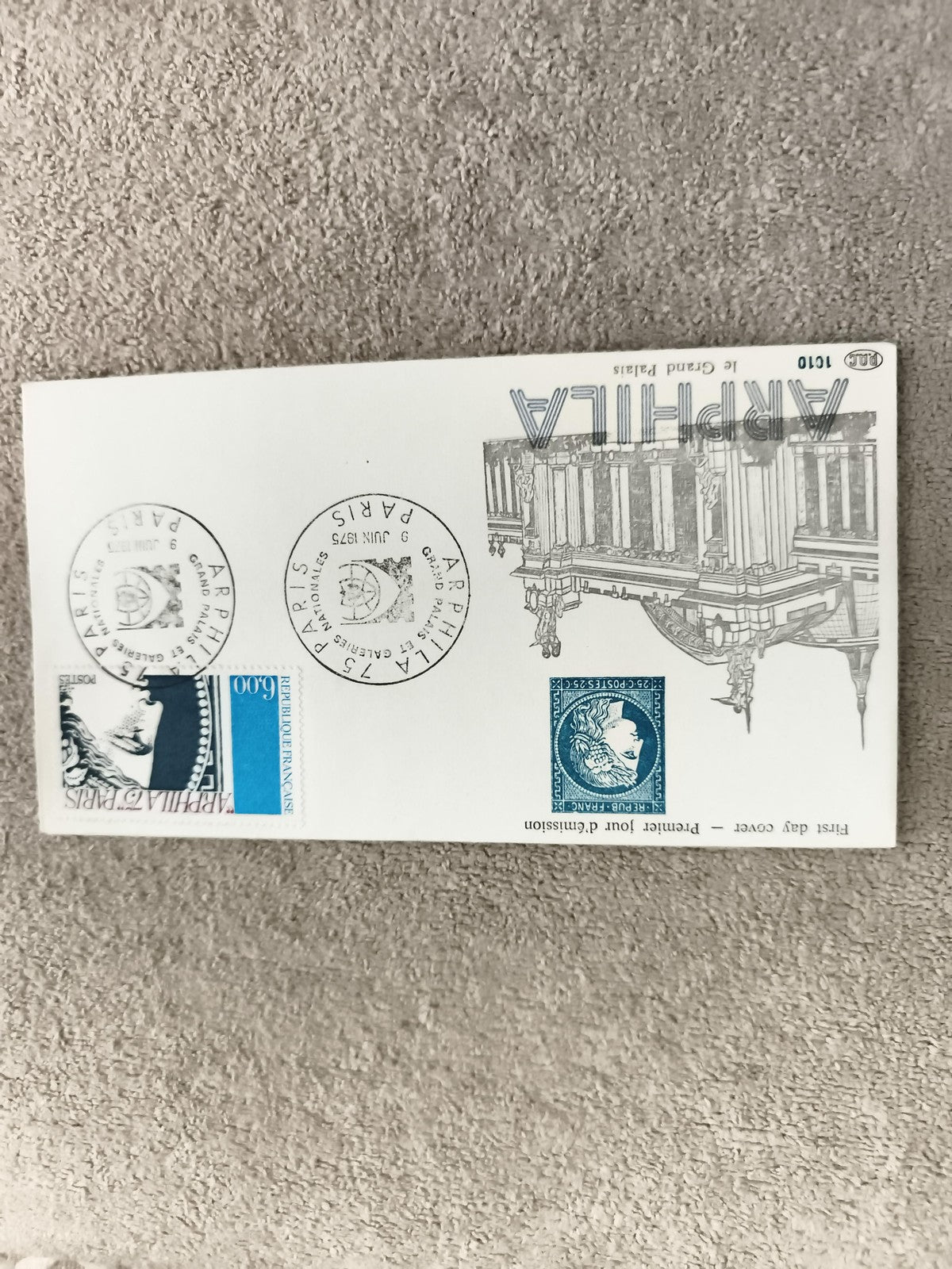Enveloppe Premier Jour ARPHILA 75 Paris timbres Marianne 1975 philatélie