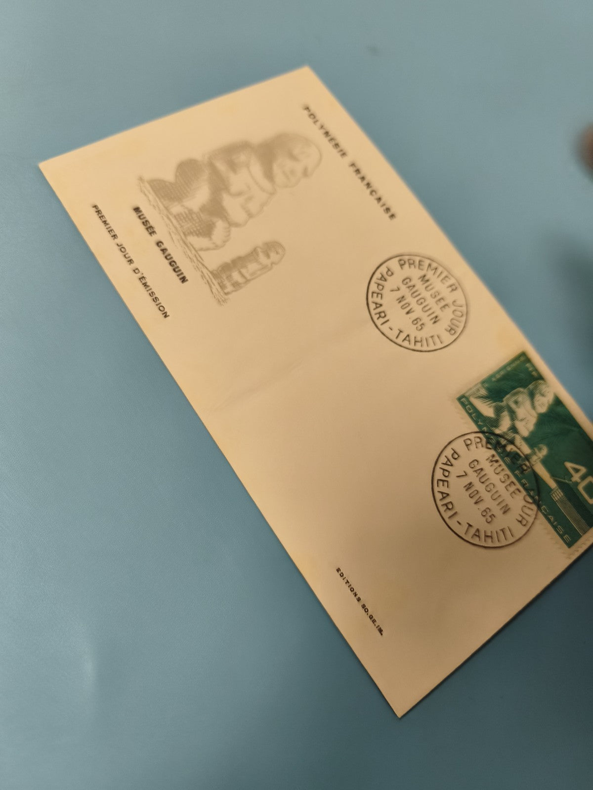 Enveloppe Premier Jour FDC Musée Gauguin Polynésie Française 1965 timbre vert