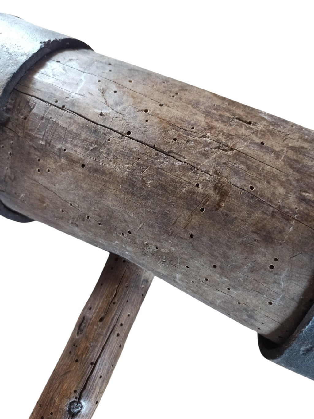 Maillet de tonnelier ancien bois XIXe, artisanal, gros marteau vintage