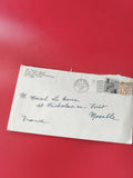 Enveloppe philatélie timbrée USA vers France, cachet Winter Park, écriture manus