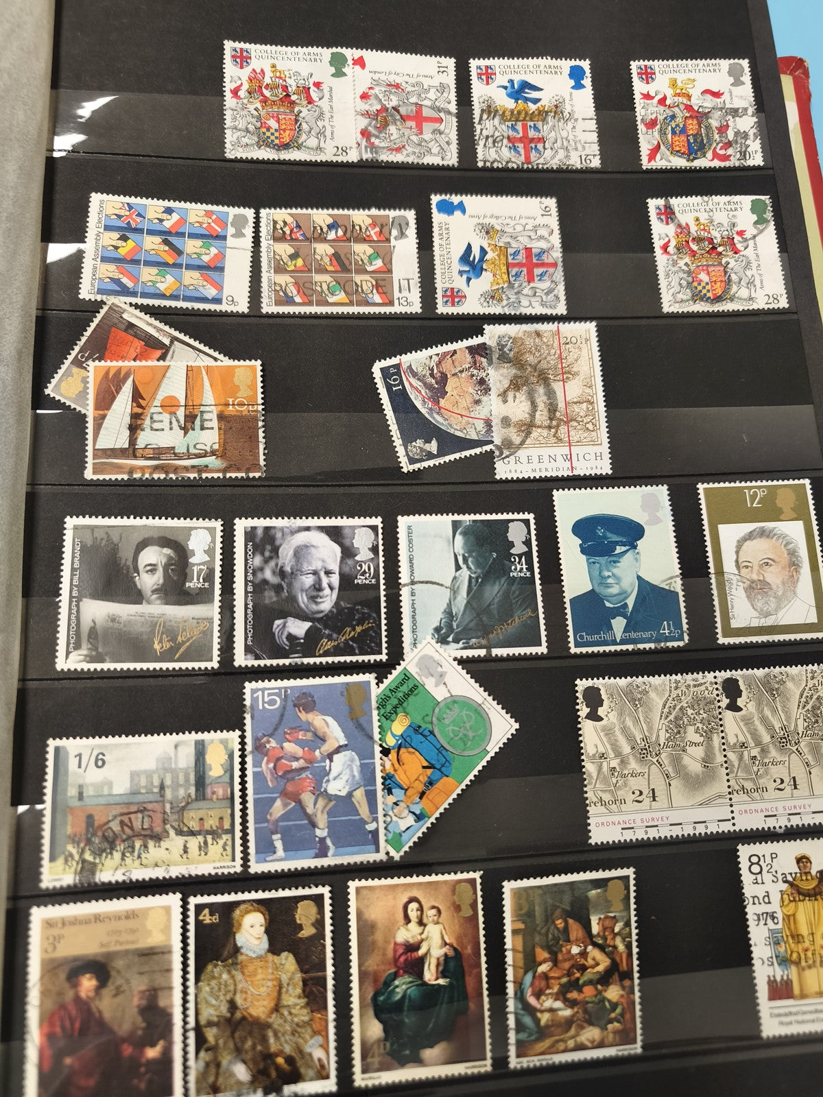 Lot anciens timbres oblitérés Royaume-Uni collection philatélie thèmes variés