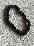 Bracelet chips pierres naturelles noires, élastique, perles irrégulières