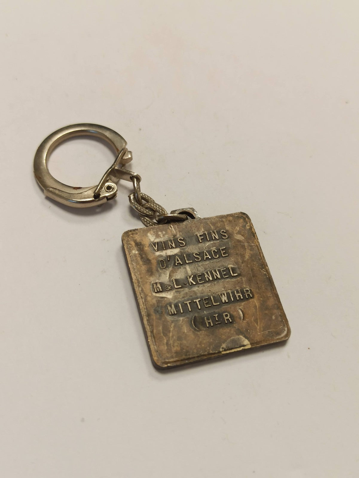 Porte-clés ancien métal Saint Christophe relief, vintage religieux Alsace vinico