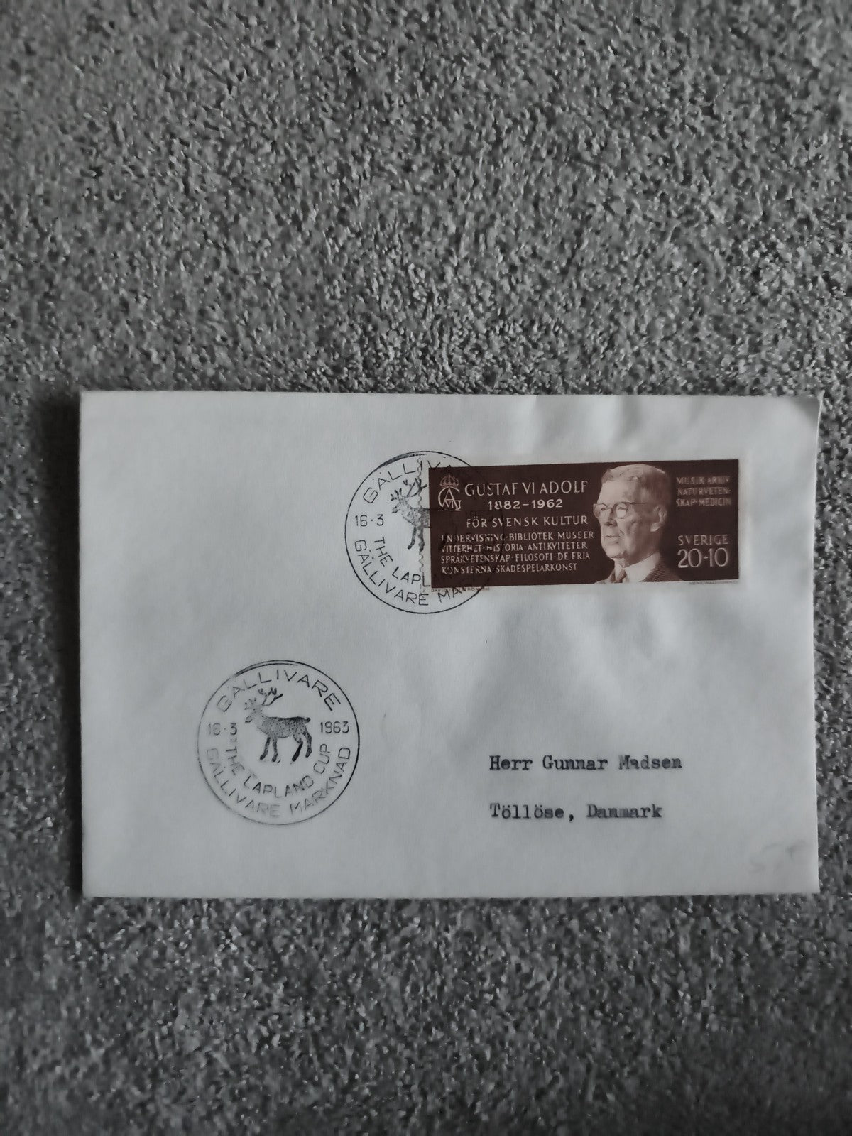 Lettre premier jour Suède 1963 Timbre Gustaf VI Adolf oblitération Gällivare