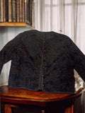 Veste femme vintage noire broderie florale, blazer chic rétro