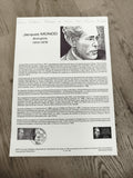 Carte philatélique Jacques Monod biographie timbre oblitéré Paris 1987
