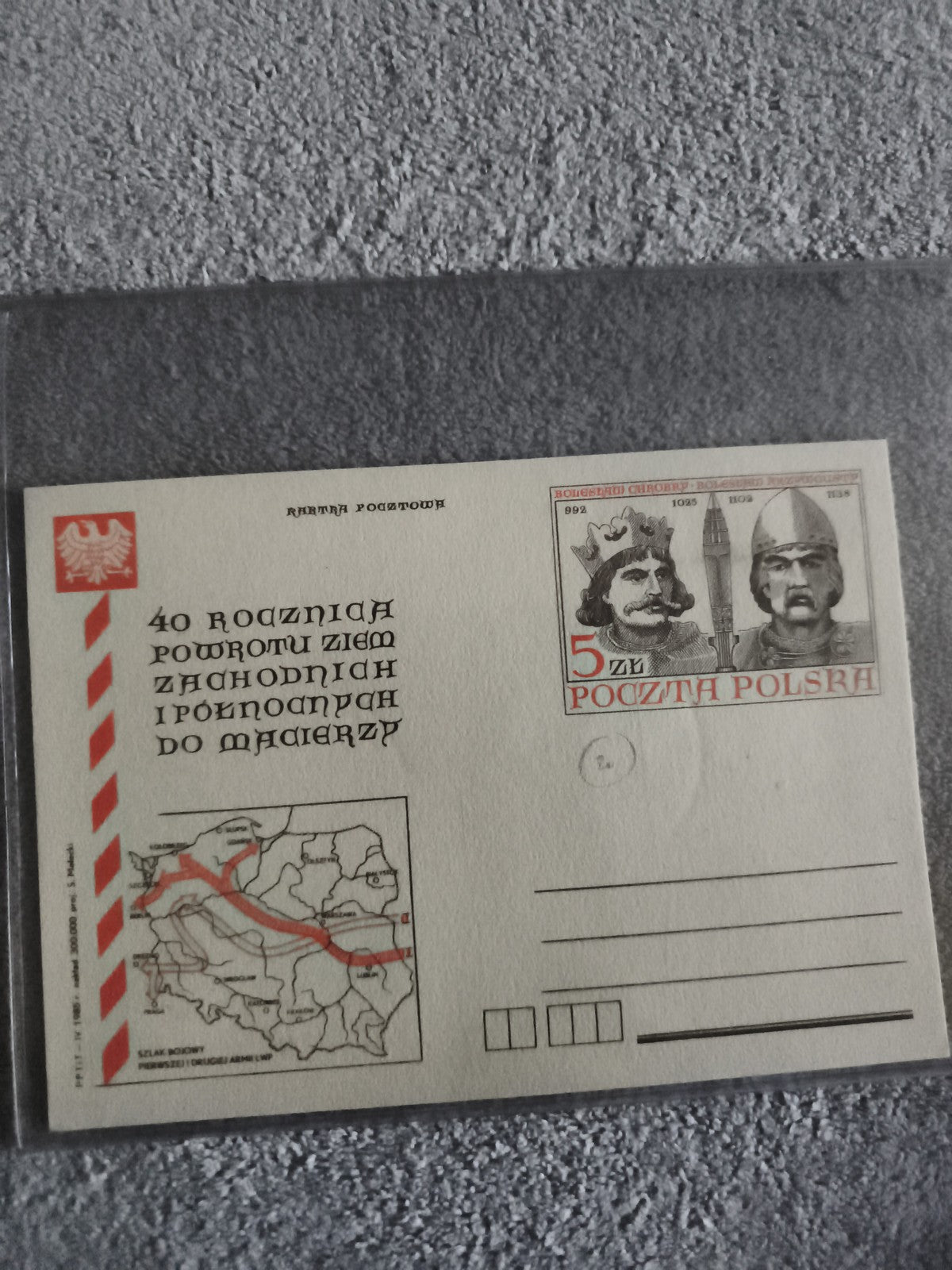 Carte postale philatélique Poczta Polska 5zł, 40e anniversaire, Pologne, illustr