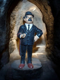 Figurine vintage Dupont Tintin Hergé Bully, costume noir, ancien jouet déco