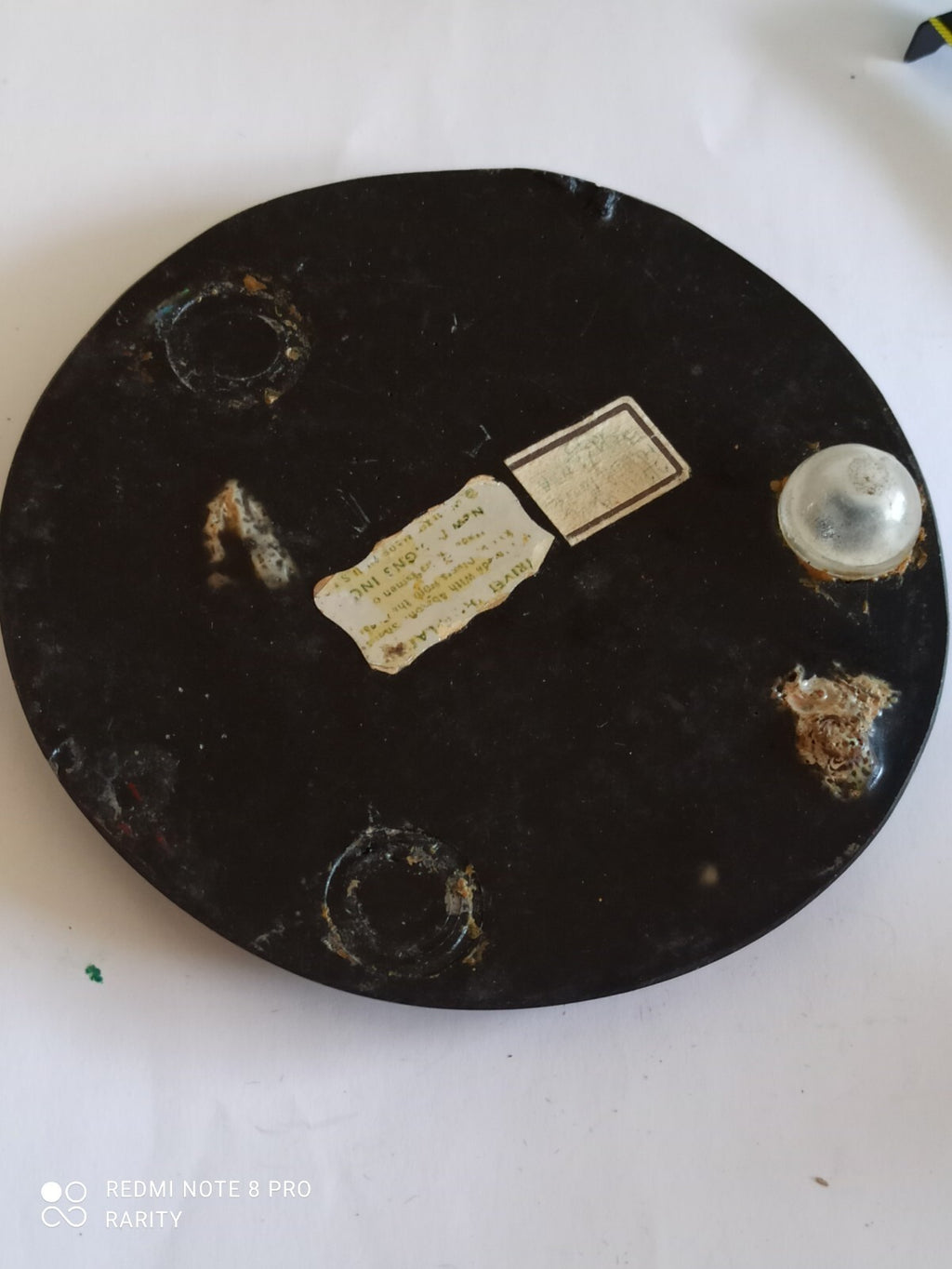Trivet rond vintage lucite et coquille d’ormeau, dessous de plat rétro déco
