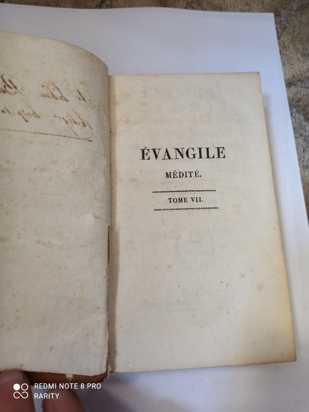 Livre ancien reliure marbrée Évangile Médité Tome VII 1826 rare