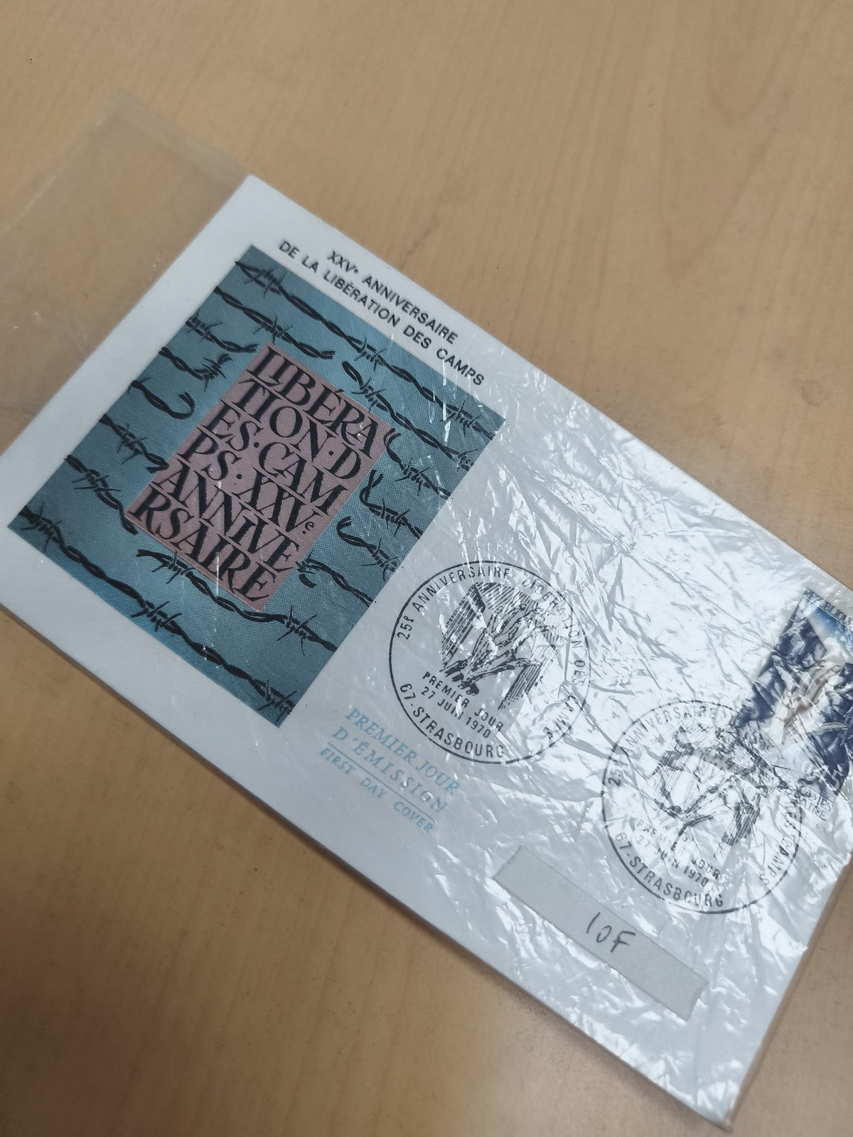Enveloppe 1er jour Strasbourg Libération des camps 25e anniversaire philatélie F