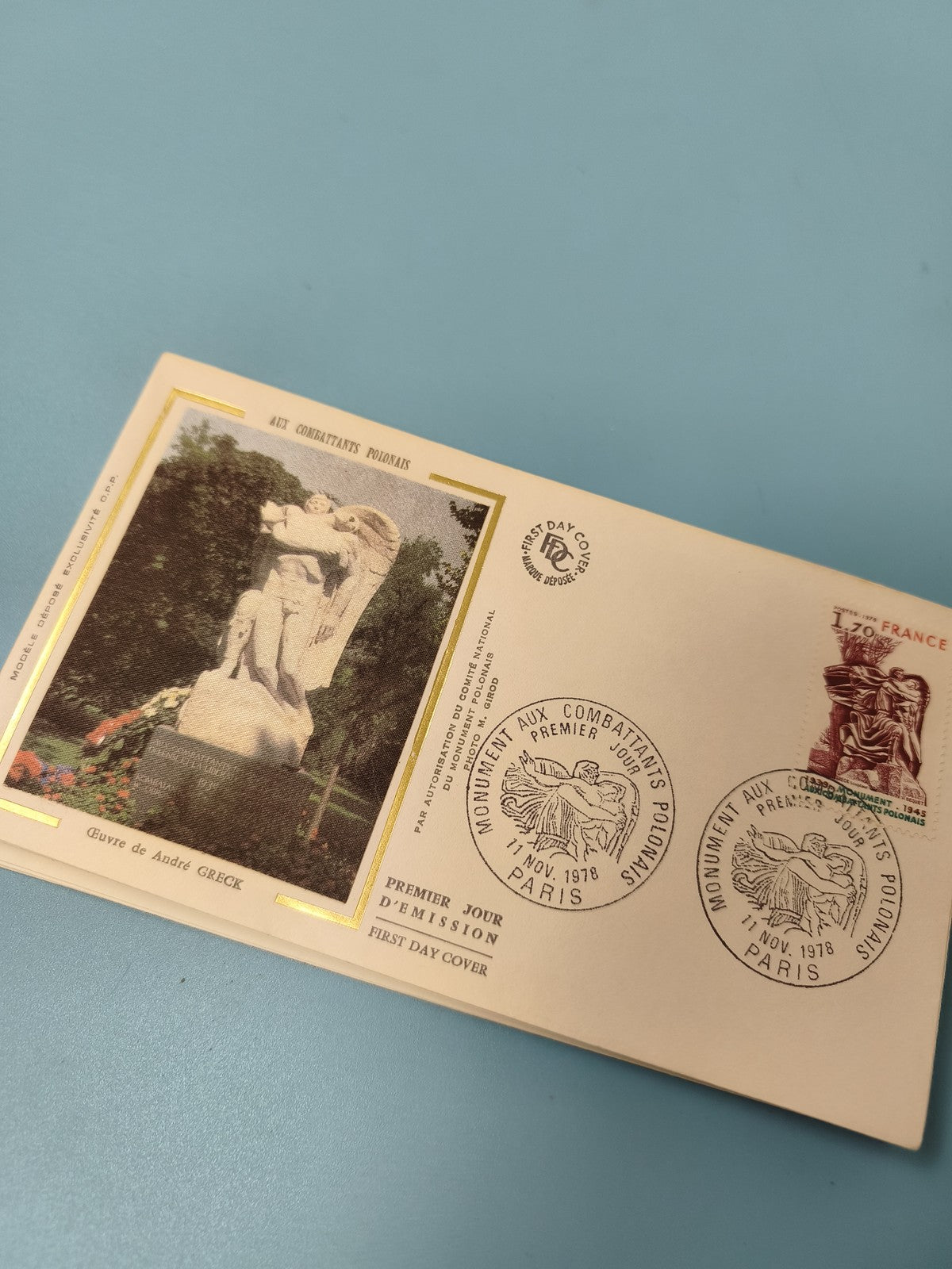 Enveloppe philatélie FDC Monument aux combattants polonais Paris 1978