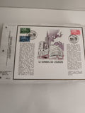 Feuillet philatélique CEF Conseil de l’Europe Strasbourg 1984 timbres oblitérés