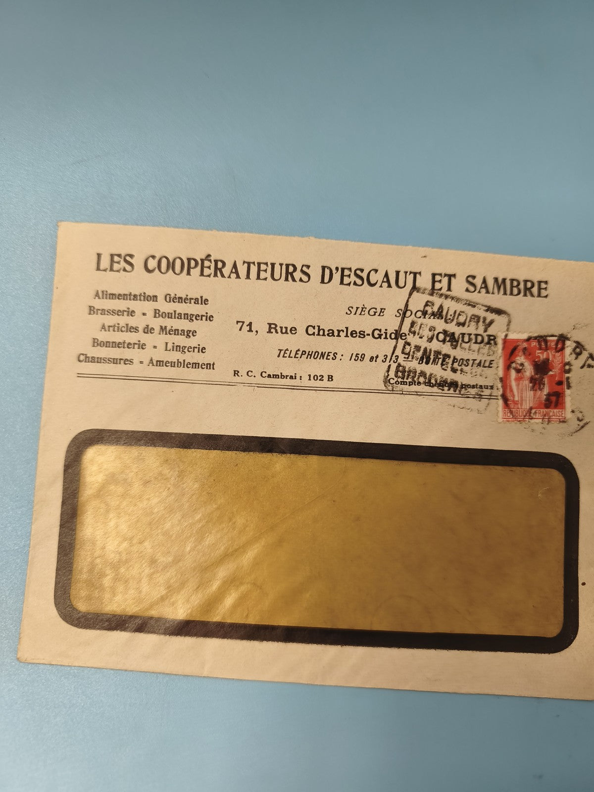 Ancienne enveloppe oblitérée début XXe Les Coopérateurs d?Escaut philatélie